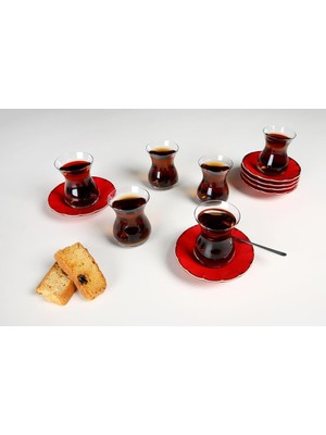 Seasons Kırmızı 6 Kişilik Çay Takımı