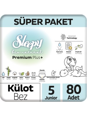Sleepy Bio Natural Premium Plus Süper Paket Külot Bez 5 Numara Junior 80 Adet
