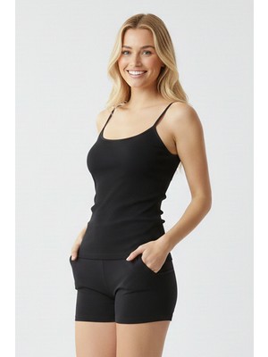 Bravie Kadın Ip Askılı Terletmeyen Hafif Bambu Atlet 2001 Siyah