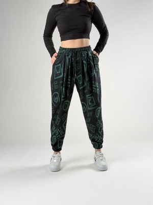 Cocopelli Spiral Desenli Yeşil Kadın Jogger Pantolon COC2755