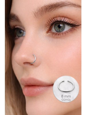Sacce Scarves & Accessories 8 mm 316 L Çelik Düz Halka Model Hızma Gümüş Renk