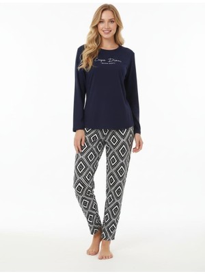 Pemilo Kadın 2000-12 Uzun Kol Likralı Pijama Takımı