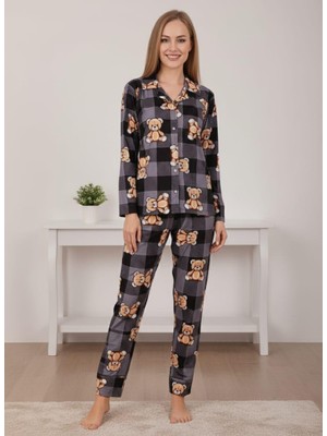 Pemilo Kadın 0467 Süet Uzun Kol Pijama Takımı