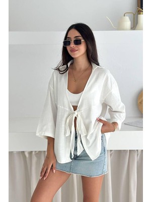 Noa Noa Kadın Bağlamalı Yazlık Gömlek – Blue Breeze