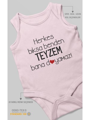 Morivo Kids Herkes Bıksa Benden Teyzem Bana Doyamaz! Baskılı Bebek Zıbını – Çıtçıtlı Body | %100 Pamuk Sıfır Kol