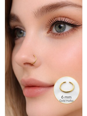 Sacce Scarves & Accessories 6 mm 316 L Çelik Düz Halka Model Hızma Gold Renk