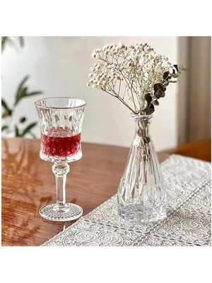 6'lı Kristal Kadeh Seti - 200 ml Zarif Desenli Bardak, Su ve Şerbet Kadehi, Davet ve Günlük Kullanım Için Şık Tasarım