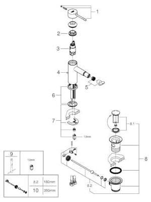 Tek Kumandalı Lavabo Bataryası S Brushed Sunrise 24171GN1