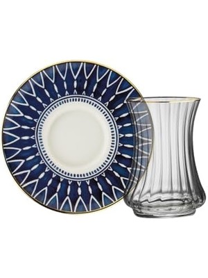 Sandro Moreno 1453 Deep Blue Optik 12 Parça Altı Kişilik Çay Seti 110 ml