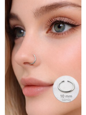 Sacce Scarves & Accessories 10 mm 316 L Çelik Düz Halka Model Hızma Gümüş Renk