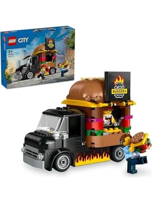 City Hamburger Kamyonu 60404-5 Yaş ve Üstü Kız ve Erkek Çocuklar Için Satıcı Mini Figürü ve Aksesuarlar Içeren Araç Yapım ve Mutfak Oyun Seti, Çocuklar Için Yaratıcı Hediye Fikri (194 Parça)