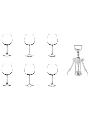 7 Parça Enoteca Kadeh ve Tirbuşonlu Set