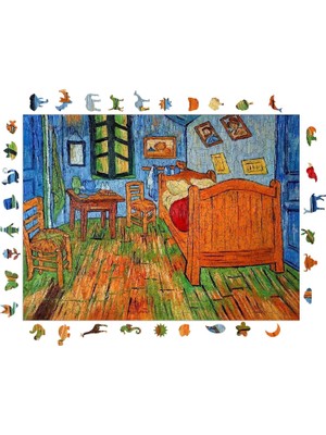 Pinecone - Ahşap Puzzle Yetişkinler Için - Van Gogh Arles'teki Yatak Odası Benzersiz Parçalı Puzzle - 450 Parça Ahşap Yapboz - Yapıştırıcı Folyo Dahil - Dekoratif Ahşap Puzzle - 29X39 cm - R1-13