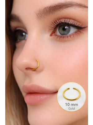 Sacce Scarves & Accessories 10 mm 316 L Çelik Düz Halka Model Hızma Gold Renk