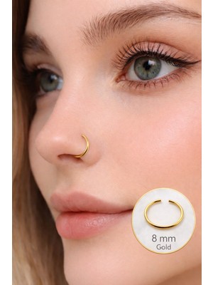 Sacce Scarves & Accessories 8 mm 316 L Çelik Düz Halka Model Hızma Gold Renk