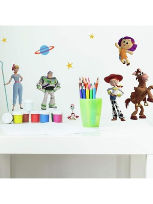 RMK4008SCS Toy 4 Soy ve Yapıştır Duvar Çıkartması, Yeşil, Mavi, Sarı