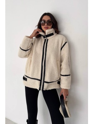 Noa Noa Kadın Siyah Biyeli Peluş Mont – Frost Edge