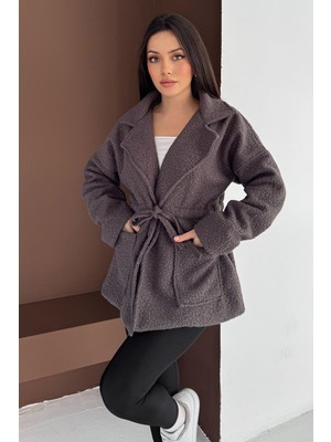 Noa Noa Kadın Dokulu Geniş Yakalı Kaban - Mont – Sand Drift