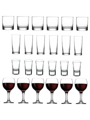24 Parça Istanbul Viski Rakı Shot ve Şarap Bardağı Seti