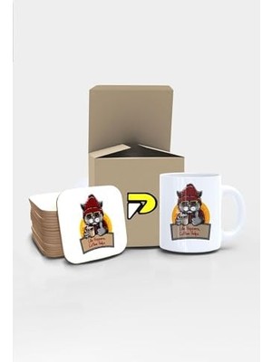 Tarz Kedi Tasarımlı Baskılı Kupa Bardak Seti, Eğlenceli Özel Hediye Mug