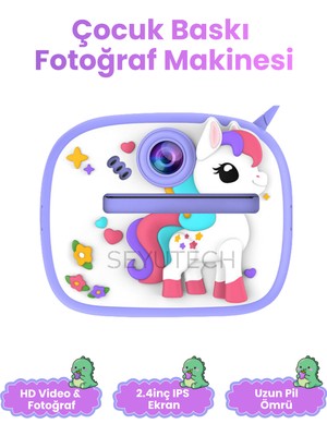 Seyutech Çocuk Kamerası Dijital Hd Video Kayıt ve Fotoğraf Termal Resim Kağıt Baskılı Yazıcı