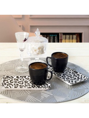 Leopar Doğaltaş Kahve Sunum Seti 4 Parça 2 Kişilik 19297