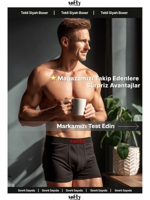 Softy Pamuk Penye Erkek Boxer – Premium Pamuk, Nefes Alan, Likralı Siyah Xxl