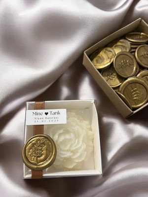 PremiumPort Şakayık Beyaz Kutu Mum Seti, Nişan ve Söz Hediyesi, 15 Adet