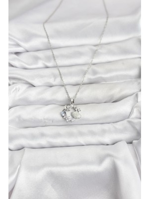 Bsre Gümüş Renk Deniz Tema Figürlü Zirkon Taşlı Kadın Kolye (316L Çelik)