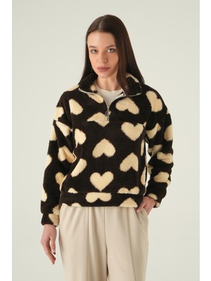 Rays Kahve Kalpli Fermuarlı Sweat 3121A