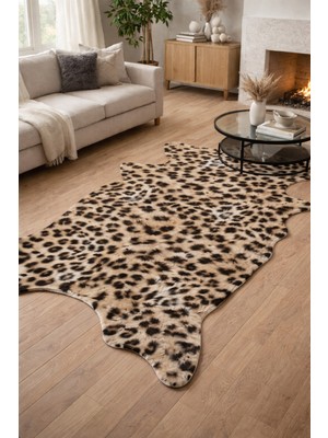 Emiroğlu Gerçek Tüylü Post Görünümlü Yıkanabilir Halı–Süngerli Kalın Yüzey, Kaymaz Deri Taban