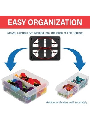 10116 Plastik Parçalar Saklama Donanımı ve El Işi Dolabı, Siyah, 16 Çekmece, 26,7 x 21,6 cm