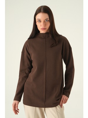 Rays 3096A Bisiklet Yaka Tunik Kahve