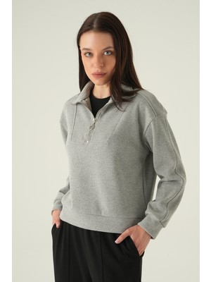 Rays Fermuar Detay Kazak Gri 3065A