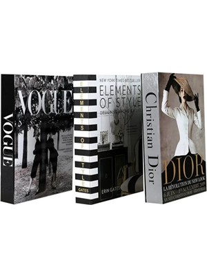 3'lü Element/vogue/sapka Dekoratif Kitap Kutu