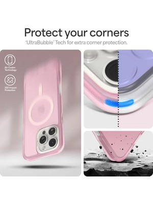 Ciel By 16 Pro ile Uyumlu Magsafe Kılıf Ultrasheer Mag Sararma Karşıtı Hava Kanalı Teknolojisi Askeri Sınıf Koruma Baby Pink Mat Kapak - ACS08255