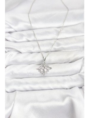 Bsre Gümüş Renk Sonsuzluk Figürlü Zirkon Taşlı Kadın Kolye (316L Çelik)