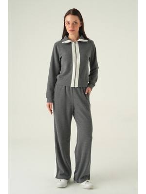 Rays Şeritli Hırka Pantolon Takım Antrasit 3085A