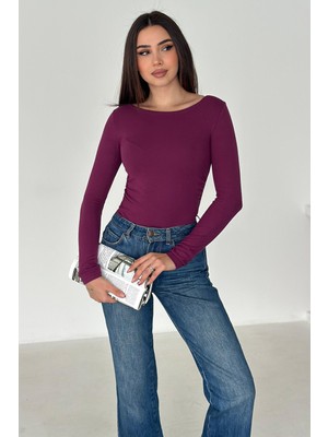 Noa Noa Kadın Omuz Açık Fit Bluz – Burgundy Glow