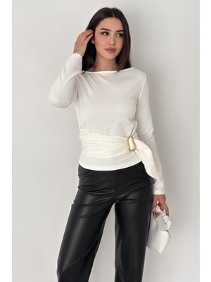 Noa Noa Kadın Yan Bağlamalı Tokalı Bluz – Magenta Twist