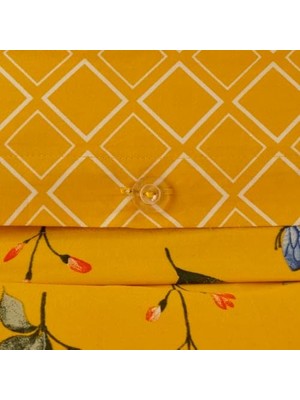 Çiçek DESENLI%100 Pamuk Nevresim Takımı, Koyu Sarı, Size (Nevresim: 240X220 cm / 2 Adet Yastık Kılıfı: 50X70 Cm/çarşaf: 260X280 Cm)