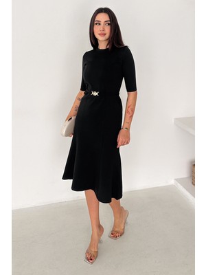 Noa Noa Kadın Kemer Detaylı Midi Elbise – Belted Elegance