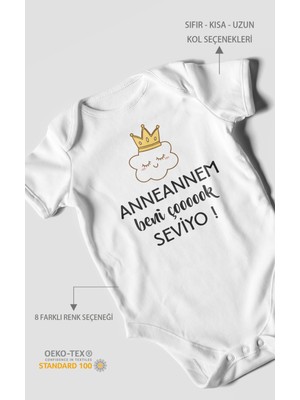 Morivo Kids Anneannem Beni Çok Seviyo! Baskılı Bebek Zıbını – Çıtçıtlı Body | %100 Pamuk Kısa Kol