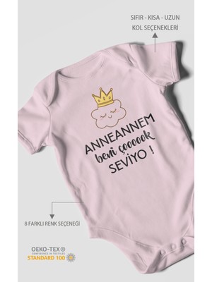 Morivo Kids Anneannem Beni Çok Seviyo! Baskılı Bebek Zıbını – Çıtçıtlı Body | %100 Pamuk Kısa Kol