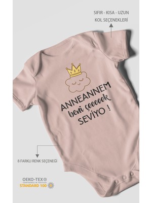 Morivo Kids Anneannem Beni Çok Seviyo! Baskılı Bebek Zıbını – Çıtçıtlı Body | %100 Pamuk Kısa Kol