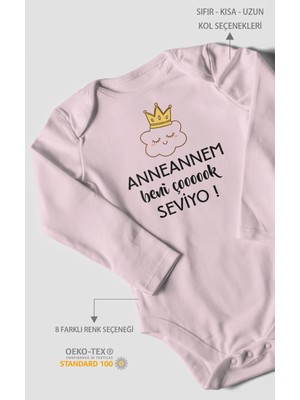 Morivo Kids Anneannem Beni Çok Seviyo! Baskılı Bebek Zıbını – Çıtçıtlı Body | %100 Pamuk Sıfır Kol