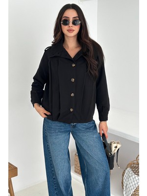 Noa Noa Kadın Pile Detaylı Düğmeli Ceket – Structure Mood