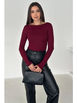 Noa Noa Kadın Omuz Açık Fit Bluz – Burgundy Glow