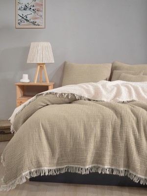 Luxtex 4 Kat Müslin Yatak Örtüsü, Koltuk Örtüsü, Battaniye, Tv Battaniyesi,3 Farklı Boy