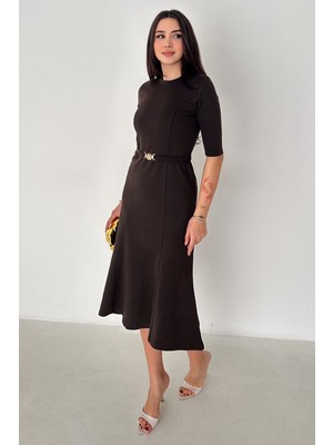 Noa Noa Kadın Kemer Detaylı Midi Elbise – Belted Elegance